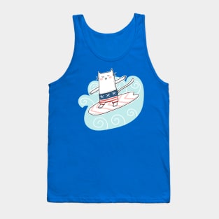 Cat Surfing in Waves Tank Top